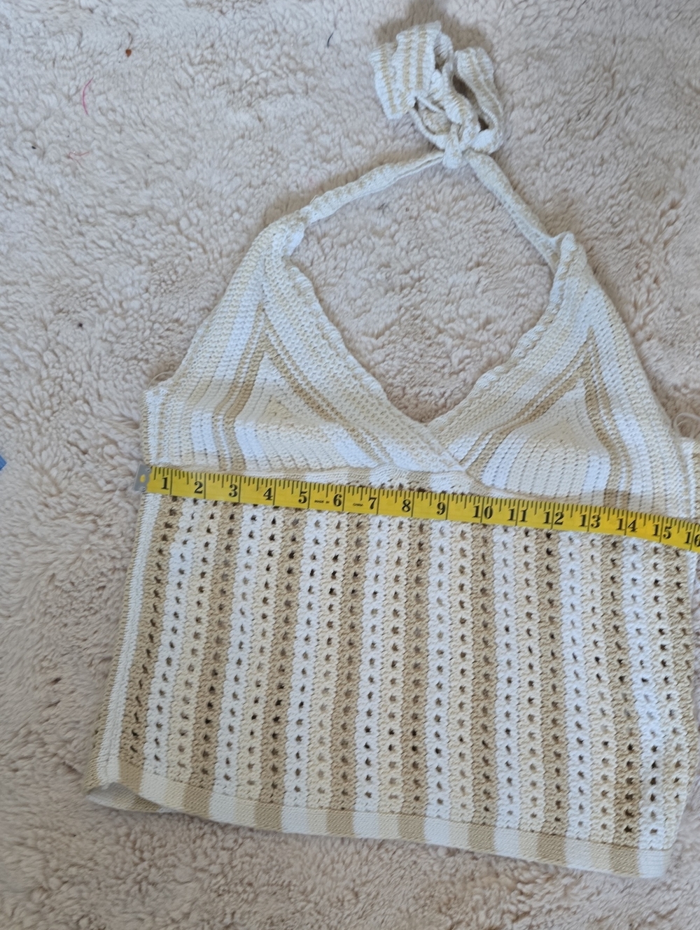 Crochet Halter Camisole in Ivory and Beige